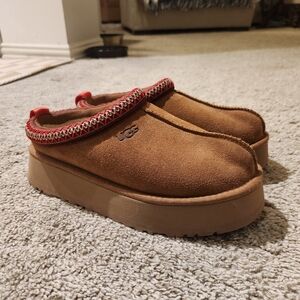 UGG Brown Suede Platform Slippers